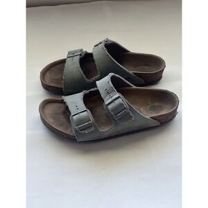 Birkenstock Arizona Kids Grey Canvas Strap Sandals, Kid's Size 32